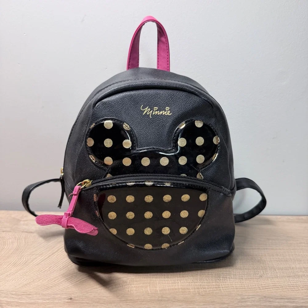 Dani by Danielle Nicole Minnie Mouse Backpack Women Mini Black Gold Polka Dot